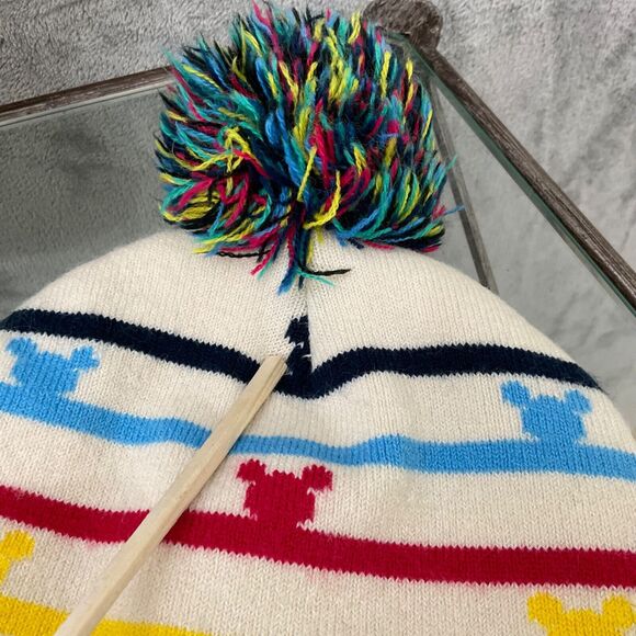 Disney Junior Mickey Mouse Beanie Hat Cuffed Pom Pom Rainbow OSFM - Picture 8 of 9